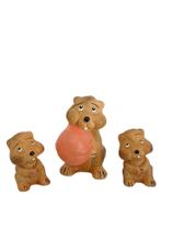 Trio de Esquilos de porcelana miniaturas enfeite