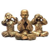 Trio de Estátuas Monge Buda Sábios Cego, Surdo e Mudo 14,5cm