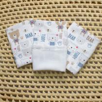 Trio de Fraldas Boca Menino Estampadas em Plush e Algodão Macio Antialérgico