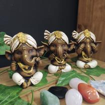 Trio de ganesha envelhecido c/ branco 11cm Trio de ganesha envelhecido c/ branco 11cm