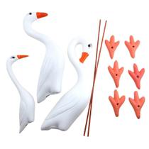 Trio De Garças Brancas Em Cerâmica Enfeite Casa E Jardim Trio De Garças Brancas Em Cerâmica Enfeite Casa E Jardim
