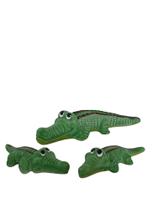 Trio de Jacarés Crocodilo de porcelana miniaturas enfeite