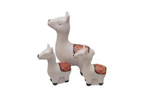 Trio de Lhama em Miniatura Porcelana - DECORE CASA