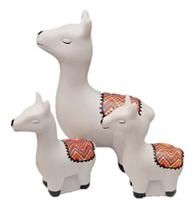 Trio de Lhama Miniatura enfeite decoração mini jardim de ceramica Tapete 02