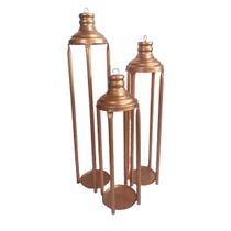 Trio de Luminárias decorativas Douradas Estilo Lanterna Trio de Luminárias decorativas Douradas Estilo Lanterna