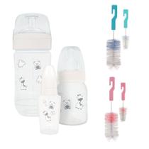 Trio de mamadeiras Evolution Lillo + Dupla de escovas de mamadeira e bico Buba Baby