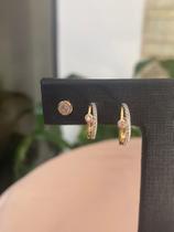 Trio de meias argolas com ponto de luz Trio de meias argolas com ponto de luz