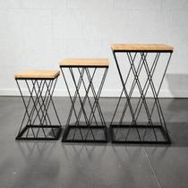 Trio de Mesa em Ferro Treliça Kit com 3 Peças Festa Decoração