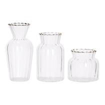 Trio De Mini Vasos Decorativos Em Vidro Canelado Design Tradicional Versátil Trio De Mini Vasos Decorativos Em Vidro Canelado Design Tradicional Versátil