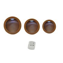 Trio de Nicho Redondo Simples 23x9/ 30x10/ 37x12 Acompanha Kit 3 Led Brancos e Controle Madeira Mdf