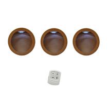 Trio de Nicho Redondo Simples 30x10cm Acompanha Kit com 3 Led Brancos e Controle - Mdf Madeira