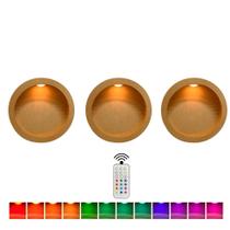 Trio de Nicho Redondo Simples 30x10cm Acompanha Kit com 3 Led Colorido e Controle - Mdf Madeira