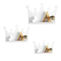 Trio de Nichos Coroa 3 Peças P M G - Decoração Quarto de Bebê - 130