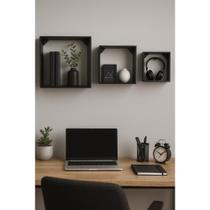 Trio de Nichos de Madeira Decoração Moderna para Escritório Organização e Estilo para Home Office Trio de Nichos de Madeira Decoração Moderna para Escritório Organização e Estilo para Home Office