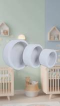 Trio de Nichos Decorativos Redondos em MDF Branco