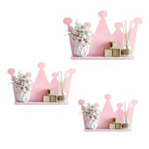 Trio De Nichos Modelo Coroa Em Mdf / Quarto De Bebê Colorido/ Cores