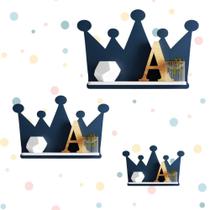 Trio De Nichos Modelo Coroa Em Mdf Quarto De Bebê Colorido