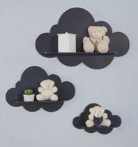 Trio De Nichos Modelo Nuvem Em MDF Para Quarto De Bebê Decoração 3 Peças - Beca Baby