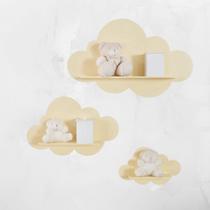 Trio De Nichos Nuvem Em Mdf - Quarto De Bebê