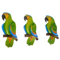 Trio De Papagaio GG Decoração De Parede Para Casa Varanda Jardim Trio De Papagaio GG Decoração De Parede Para Casa Varanda Jardim