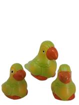 Trio de Papagaios Loro de porcelana miniaturas enfeite
