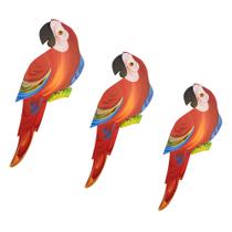 Trio De Parede Arara Vermelha Decoração Fauna Brasileira MDF Pintado a mão