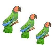 Trio De Parede Papagaio Decoração Fauna Brasileira MDF Pintado a mão - Tavares Artesanatos