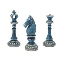 Trio De Peças Do Xadrez Decorativas Em Resina Azul