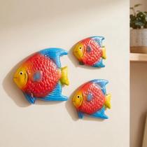 Trio de peixe de Ceramica de pendurar Enfeite decoração Trio de peixe de Ceramica de pendurar Enfeite decoração