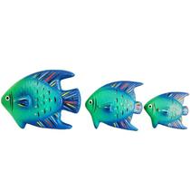 Trio De Peixes Cerâmica Decoração De Parede Jardim
