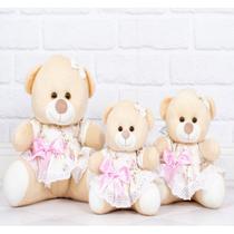 Trio de pelucia vestido com lese floral novissimo