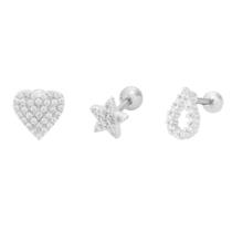 Trio de Piercing Coração Gota Estrela Luna Trio de Piercing Coração Gota Estrela Luna