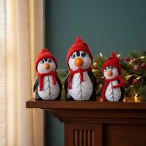 Trio De Pinguins Decorativos Enfeite Geladeira Mesa Lindos! Realista