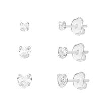 Trio de Ponto de Luz de Coração em Prata 925