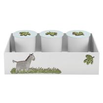 Trio de Potes e Bandeja Kit Higiene MDF Safari Zoo Trio de Potes e Bandeja Kit Higiene MDF Safari Zoo