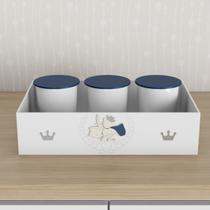 Trio de Potes e Bandeja Kit Higiene MDF Urso Rei Trio de Potes e Bandeja Kit Higiene MDF Urso Rei