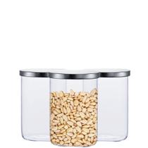 Trio De Potes Hermético Em Vidro Com Tampa Metal Médio Trio De Potes Hermético Em Vidro Com Tampa Metal Médio