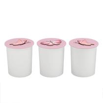 Trio de Potes Kit Higiene Bebê Quarto Lavável Cogumelo