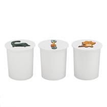 Trio de Potes Kit Higiene Bebê Quarto Lavável Dinossauro