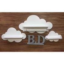 Trio De Prateleira De Nuvem Com Varão Mdf Branco Trio De Prateleira De Nuvem Com Varão Mdf Branco