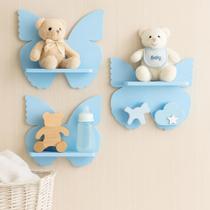 Trio de Prateleira MDF Borboleta Nichos Quarto de Bebê Decoração Infantil
