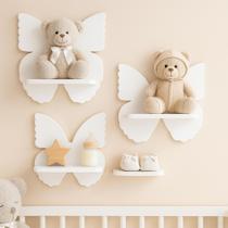 Trio de Prateleira MDF Borboleta Nichos Quarto de Bebê Decoração Infantil Trio de Prateleira MDF Borboleta Nichos Quarto de Bebê Decoração Infantil