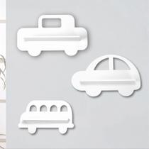 Trio De Prateleira Nicho Formato De Carro Em Mdf Decoração- Lalu Enxovais Trio De Prateleira Nicho Formato De Carro Em Mdf Decoração- Lalu Enxovais