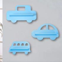 Trio De Prateleira Nicho Formato De Carro Em Mdf Decoração- Lc Baby Trio De Prateleira Nicho Formato De Carro Em Mdf Decoração- Lc Baby