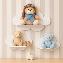 Trio de Prateleiras de Nuvem Para Decoração Nichos em MDF Quarto Infantil Trio de Prateleiras de Nuvem Para Decoração Nichos em MDF Quarto Infantil
