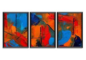 Trio de quadro decorativo preto orange art