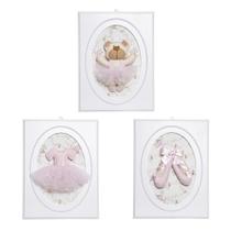 Trio De Quadros Balé Com Pérolas Quarto Bebê Infantil Menina Trio De Quadros Balé Com Pérolas Quarto Bebê Infantil Menina