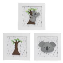Trio De Quadros Coala Quarto Bebê Infantil Menina Menino