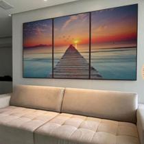 Trio de quadros decorativos de alto padrão- trio de mar