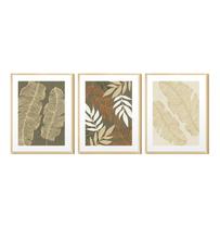 Trio de Quadros Decorativos Folhagens Abstrato